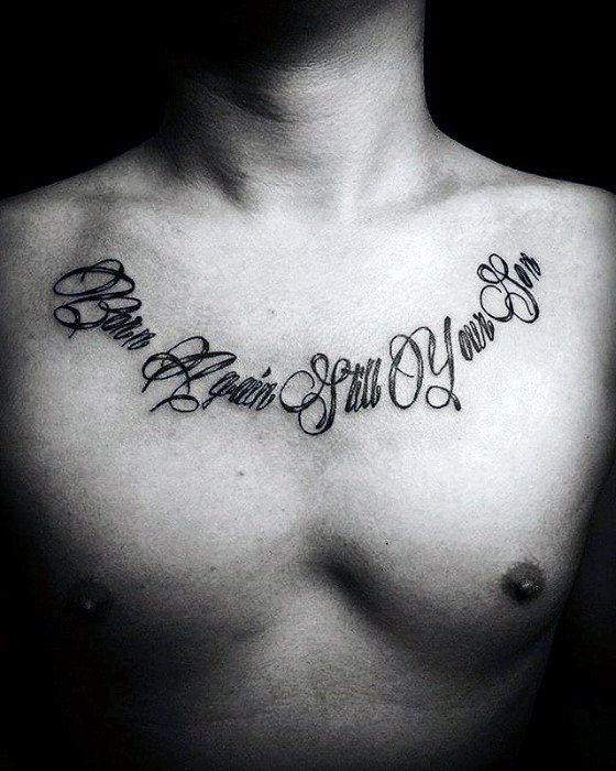 Written Chest Tattoos: Simple Words, Big Impact!
